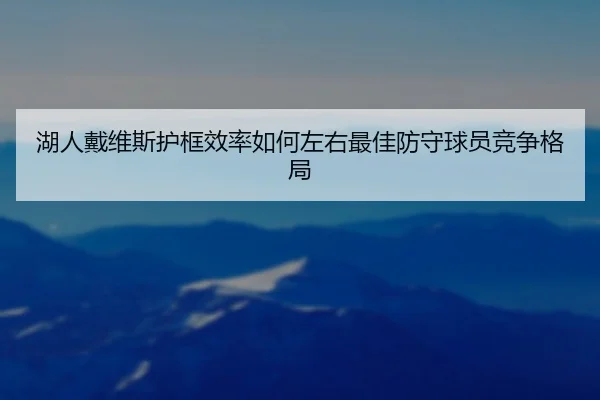 湖人戴维斯护框效率如何左右最佳防守球员竞争格局